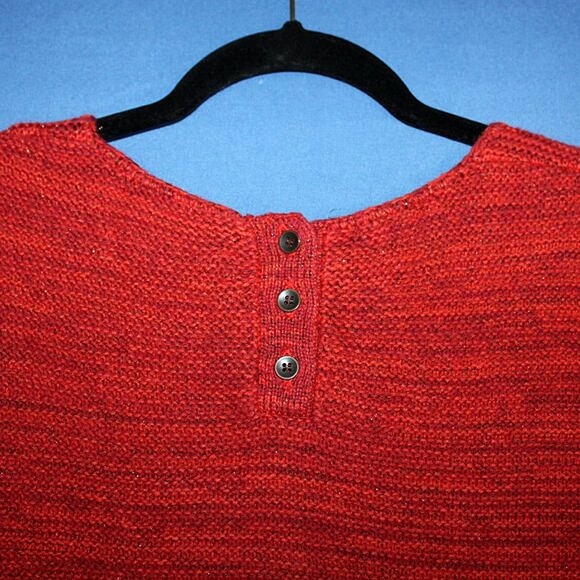 LOFT Petites Short Sleeve Sweater - MP - Red Orange Knit with Sparkle - Picture 6 of 7